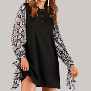 Snake Skin Sleeve Mini Dress